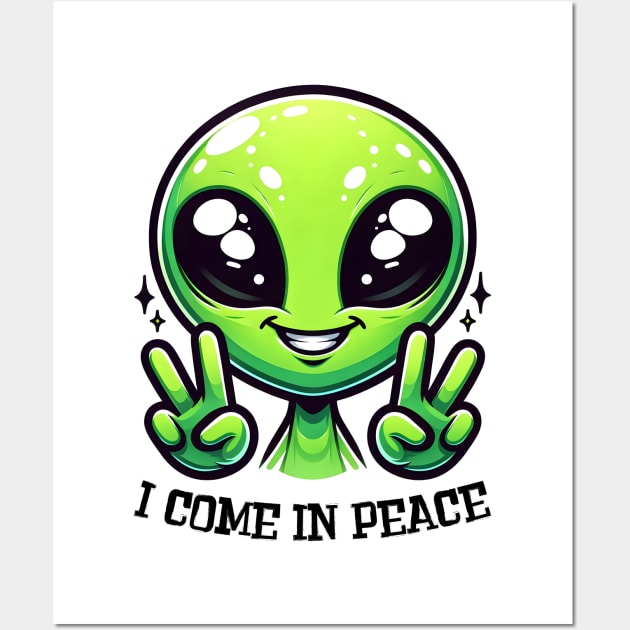 I Come In Peace Alien Wall Art by LimeGreen